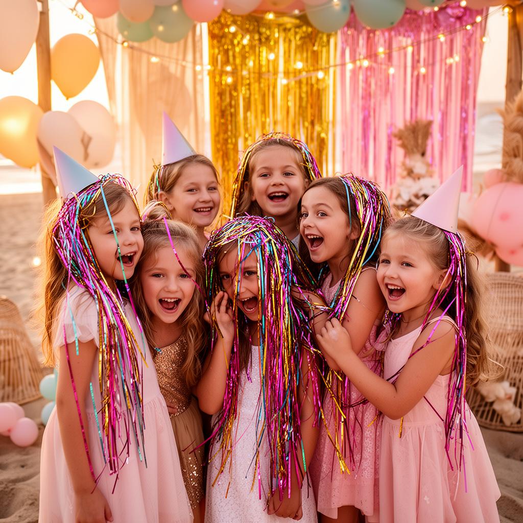 Hair tinsel party Los Angeles — Salt Glow Co mobile sparkle bar for kids' birthdays in the South Bay